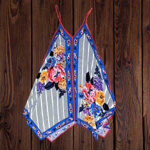 Flying Tomato Floral Stripe Hankerchief Camisole Boho Festival Colorful Dress S